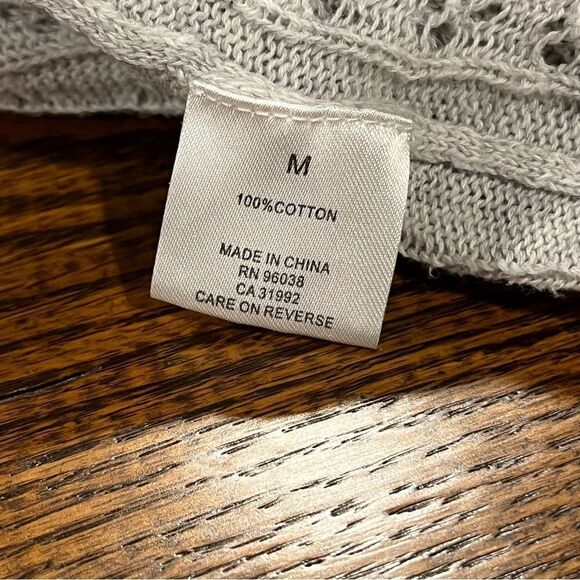 100% cotton Elegant Women's Open-Front Light Gray cardigan sweater size medium - Picture 9 of 13